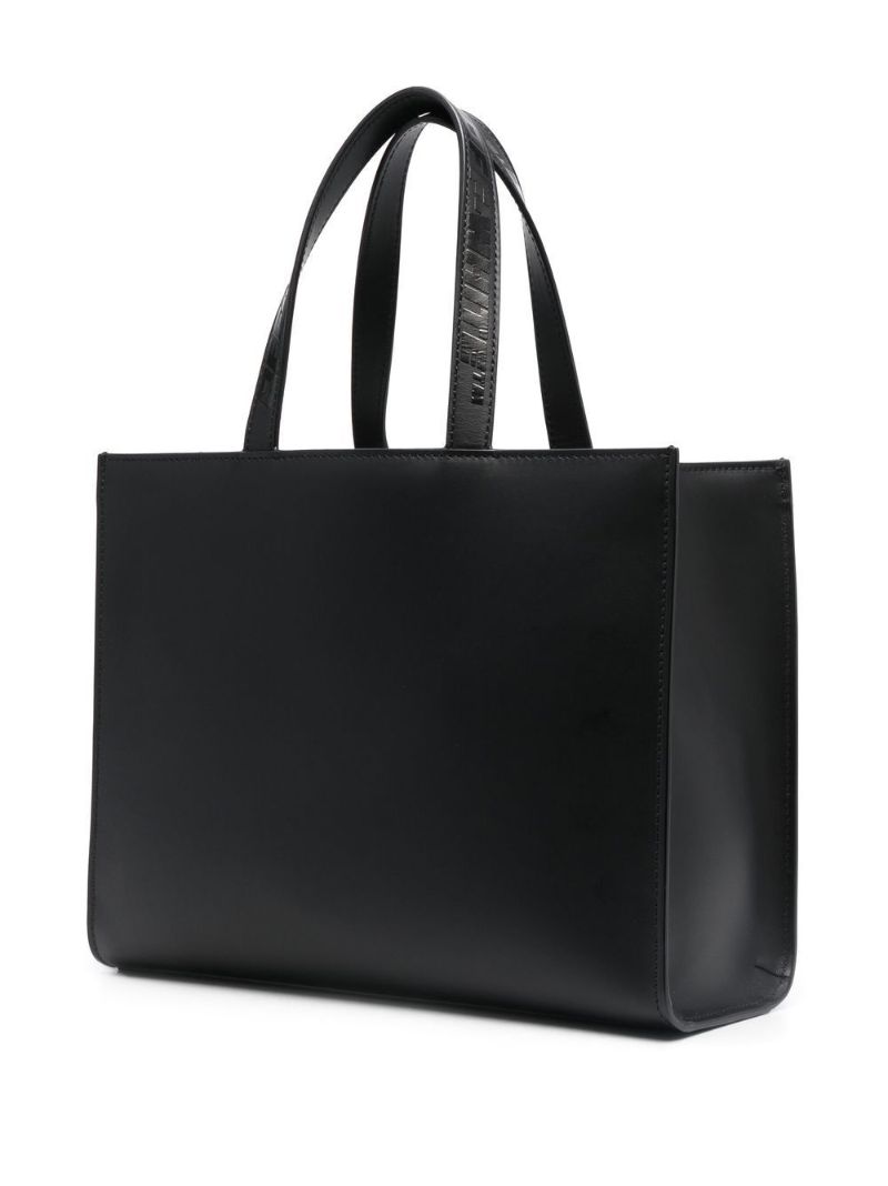 Black and White Diag Hybrid 28 Leather Tote Bag