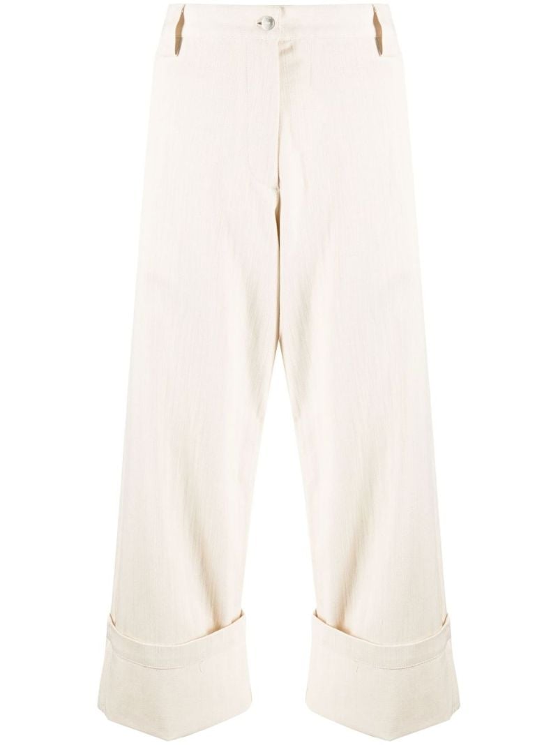 2 Moncler 1952 Neutral Cropped Wide Leg Cotton Trousers