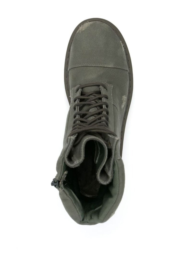 Green Lace-up Combat Boots