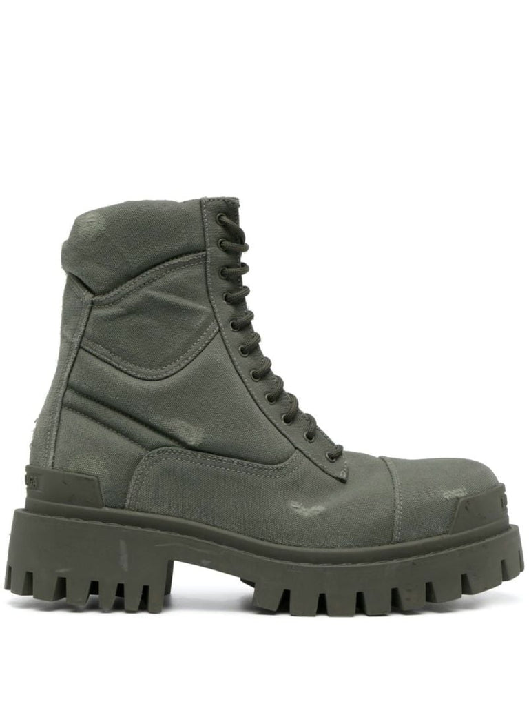 Green Lace-up Combat Boots