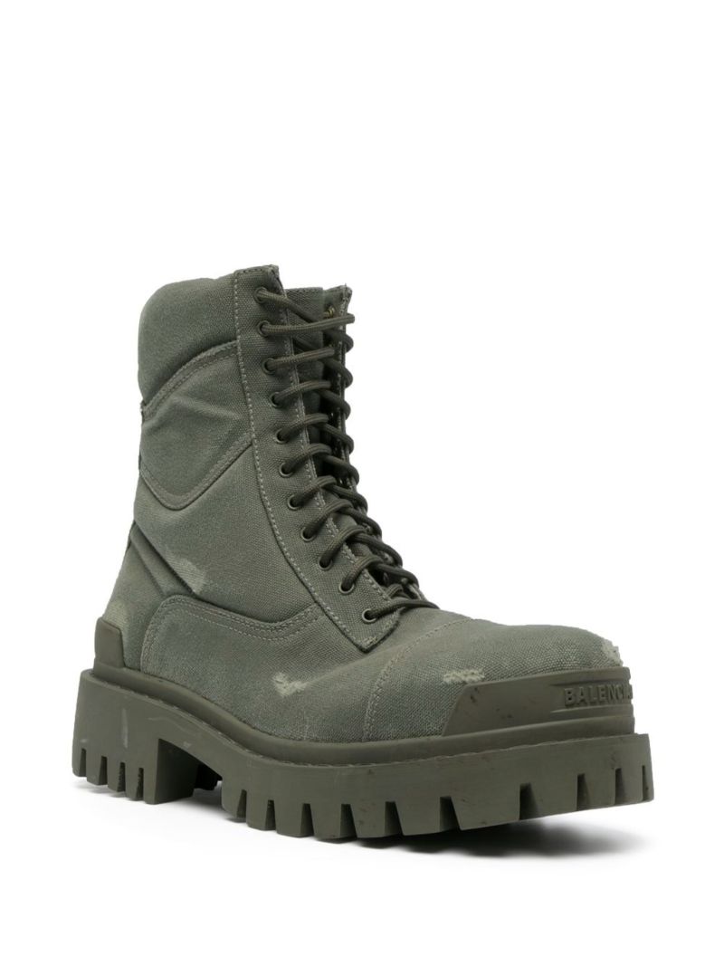 Green Lace-up Combat Boots
