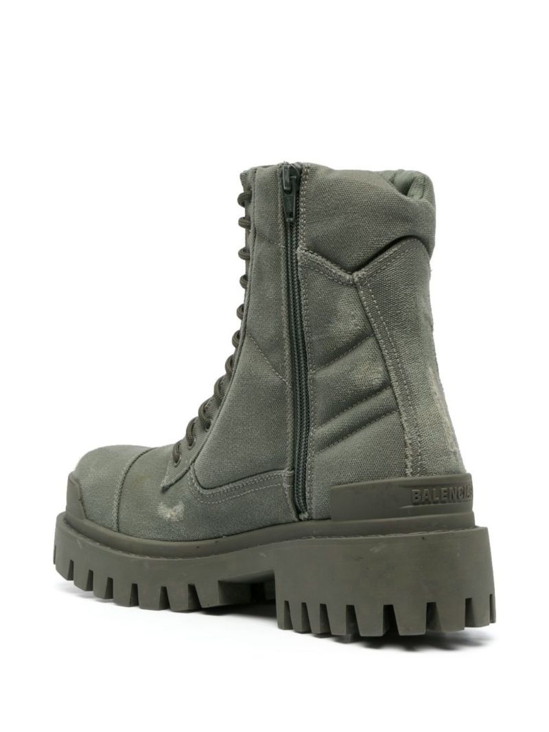 Green Lace-up Combat Boots
