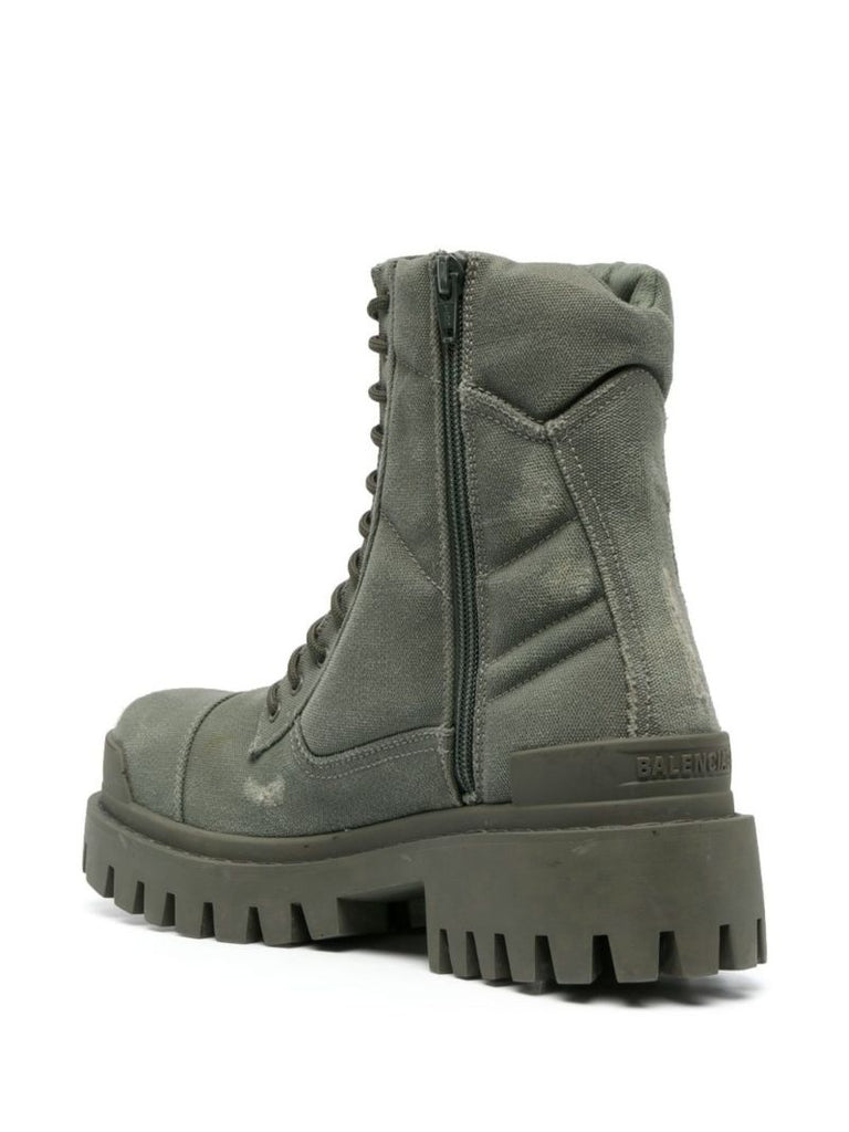 Green Lace-up Combat Boots