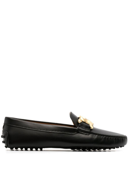 Black Kate Gommino Driving Chain Leather Loafers