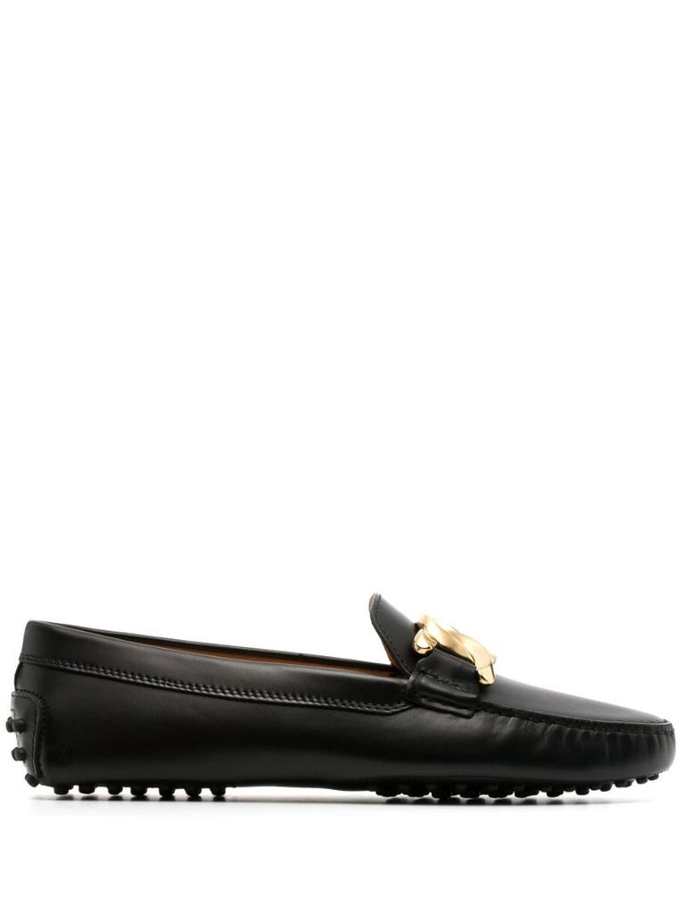 Black Kate Gommino Driving Chain Leather Loafers