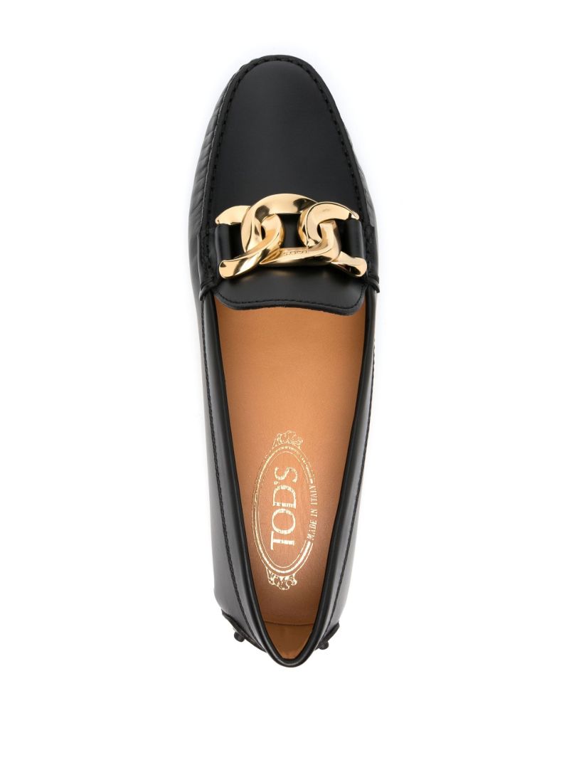 Black Kate Gommino Driving Chain Leather Loafers