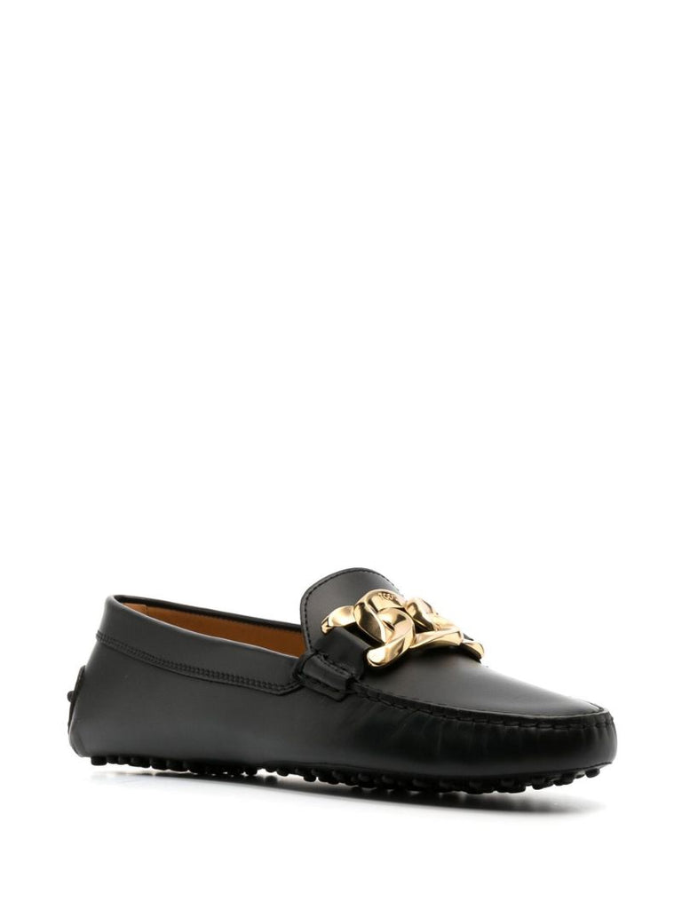 Black Kate Gommino Driving Chain Leather Loafers