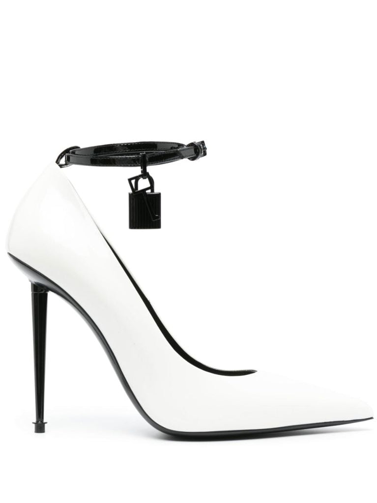 White Padlock 105 Leather Pumps