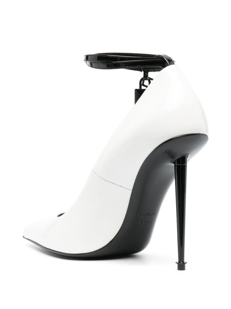 White Padlock 105 Leather Pumps