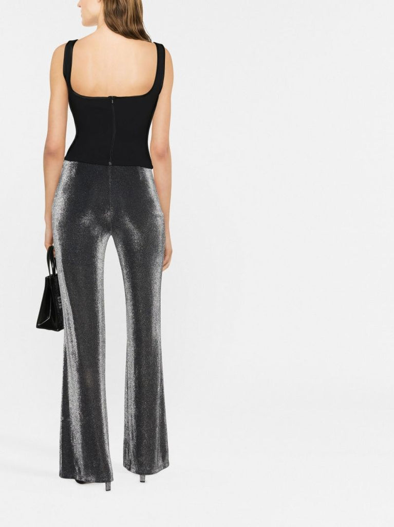 Black Cut-out High Waist Flared Trousers