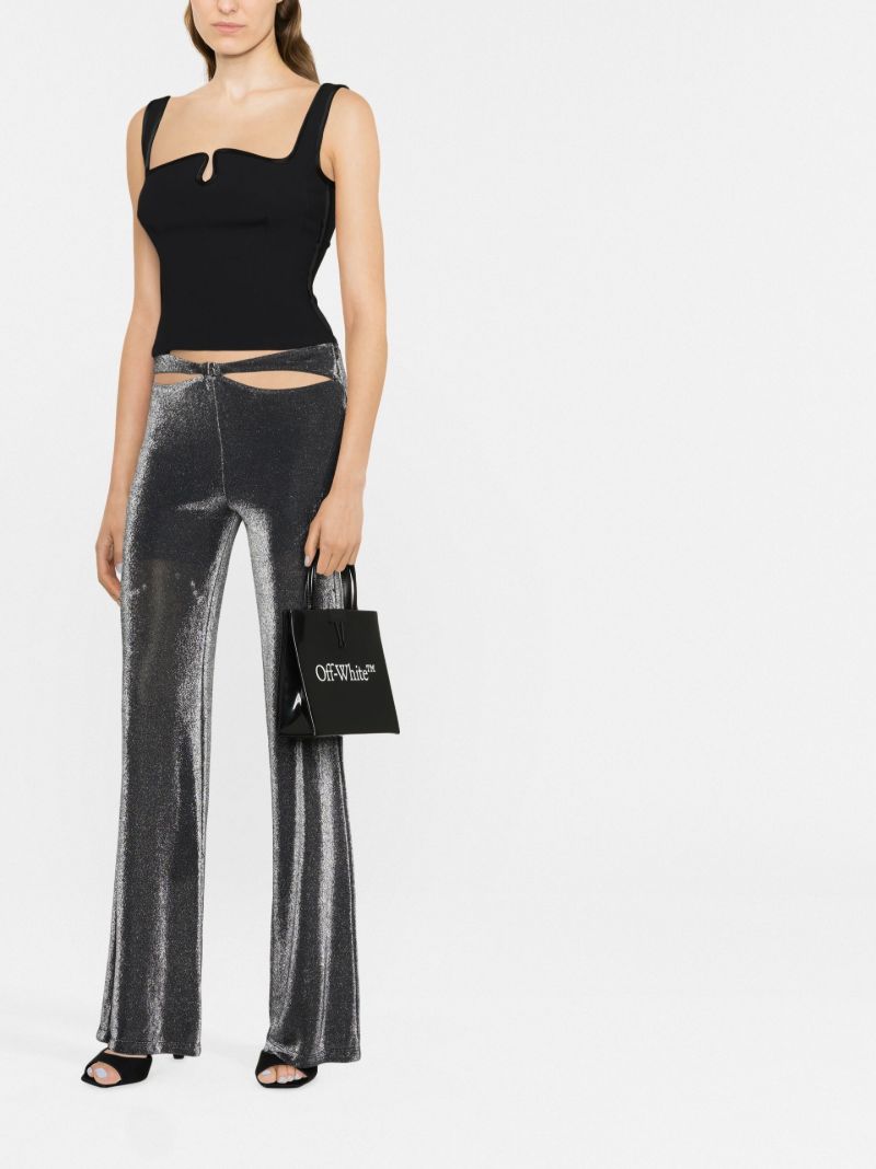 Black Cut-out High Waist Flared Trousers