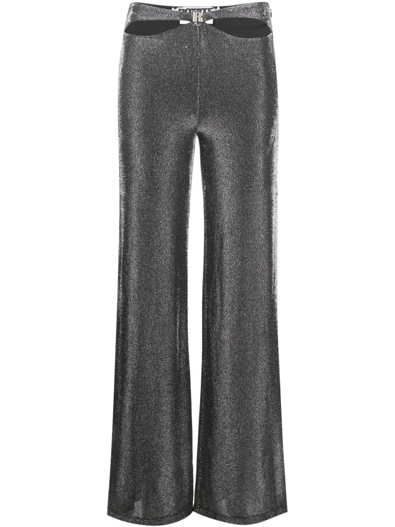 Black Cut-out High Waist Flared Trousers