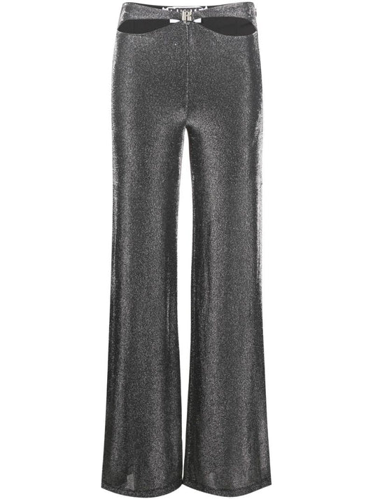 Black Cut-out High Waist Flared Trousers