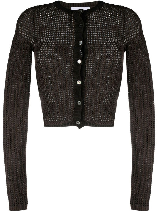 Brown Open-knit Cardigan