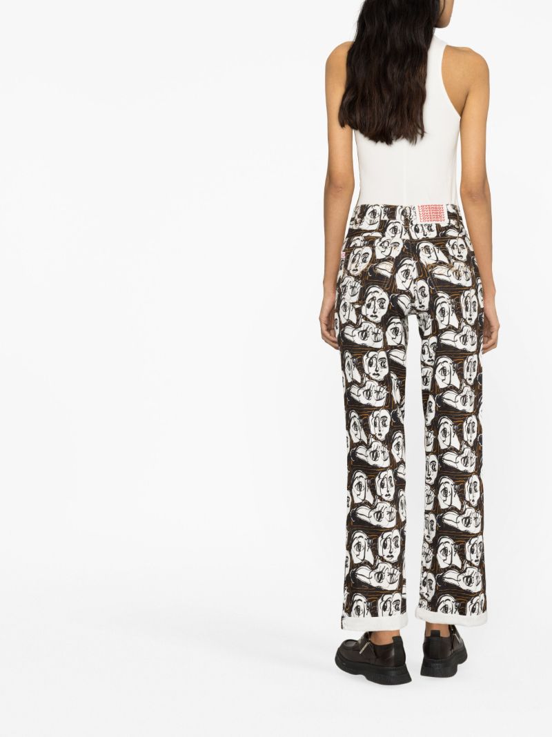 Black Art Face Straight-leg Jeans