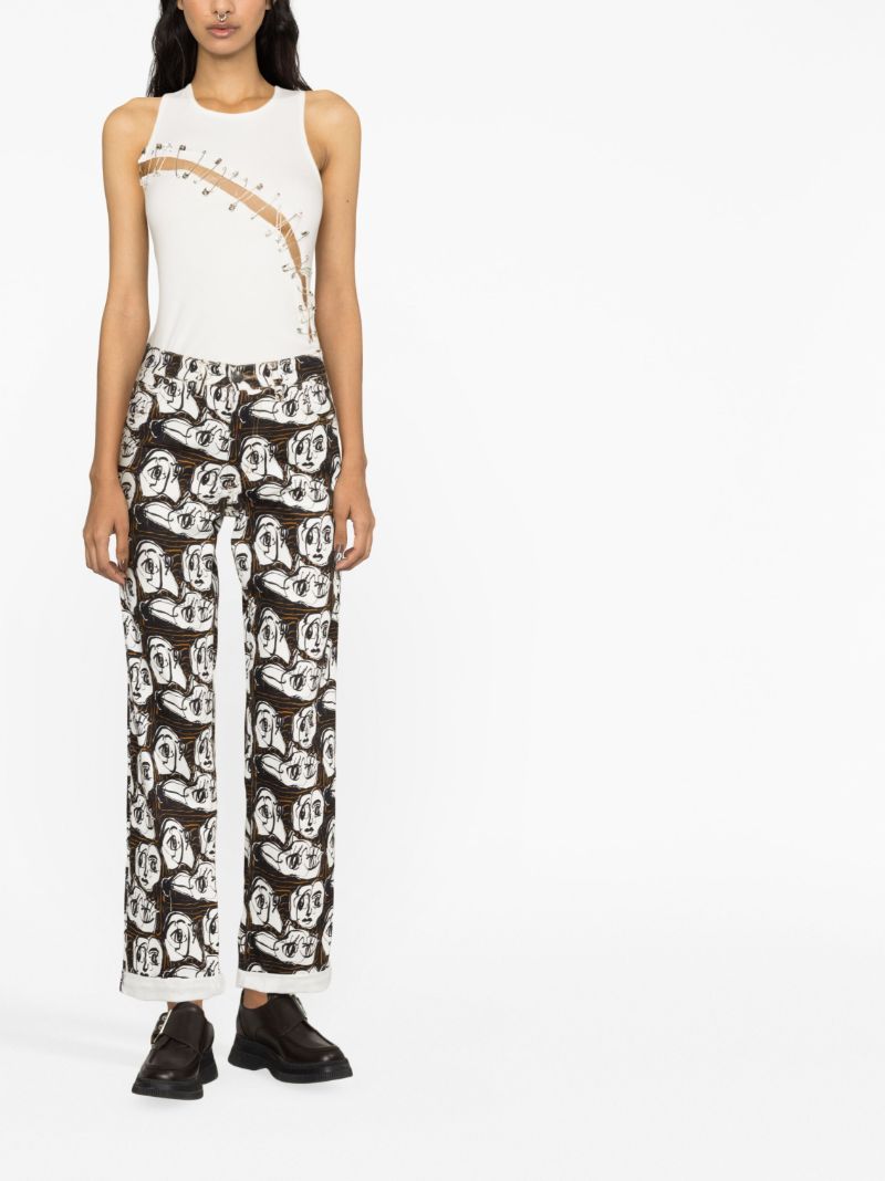 Black Art Face Straight-leg Jeans
