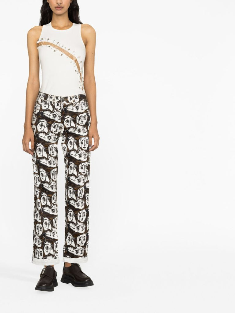 Black Art Face Straight-leg Jeans