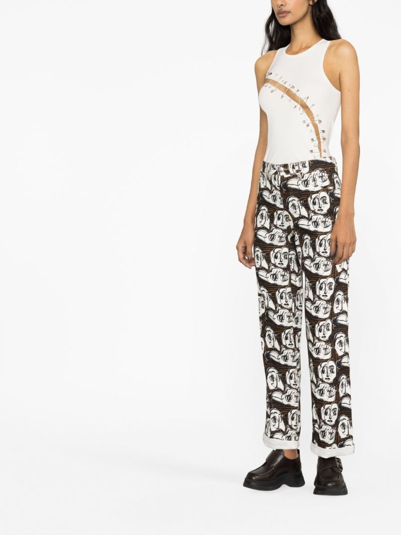 Black Art Face Straight-leg Jeans