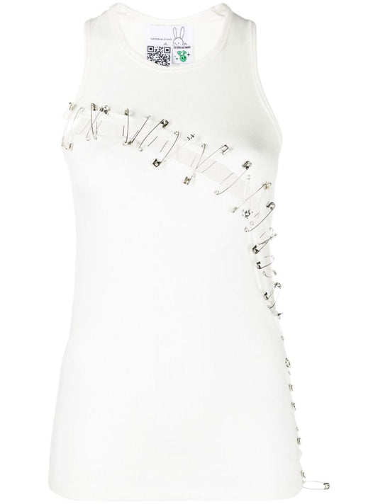 White Cut Out Tank Top