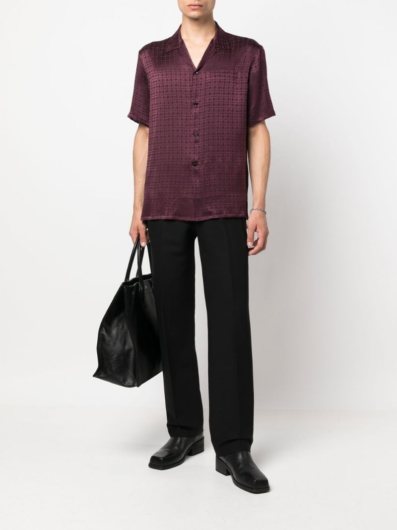 Purple Short-sleeved Silk Shirt