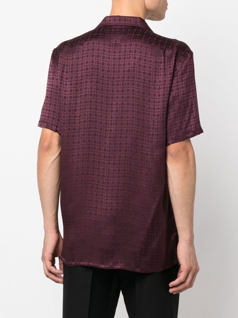 Purple Short-sleeved Silk Shirt