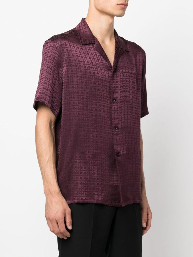 Purple Short-sleeved Silk Shirt