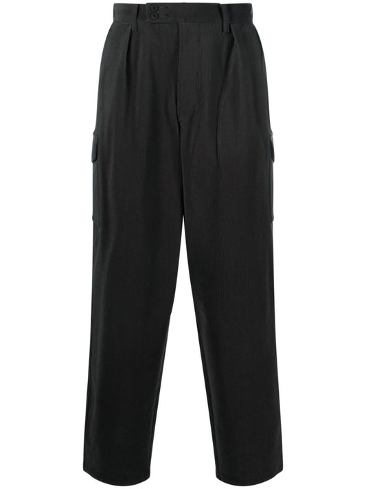 Black Corduroy Multi-pocket Cargo Pants