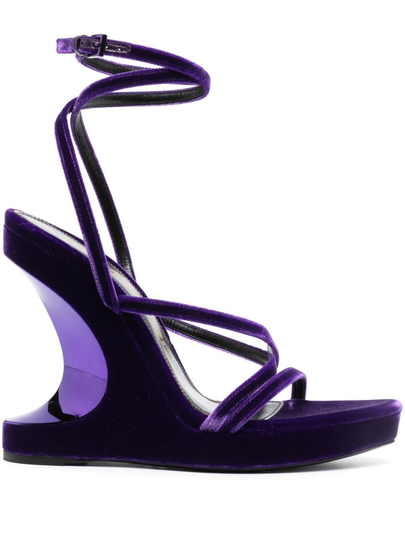 Black 120 Leather Wedge Sandals