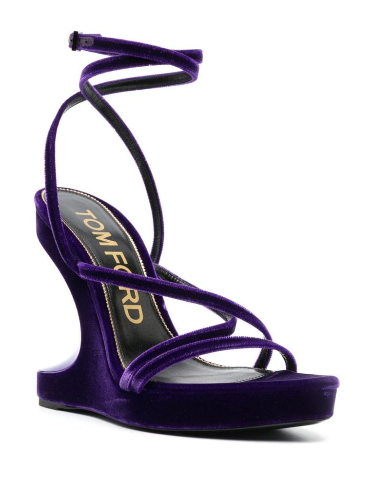 Black 120 Leather Wedge Sandals