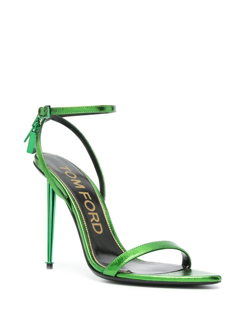 Green Padlock 120mm Metallic-leather Sandals