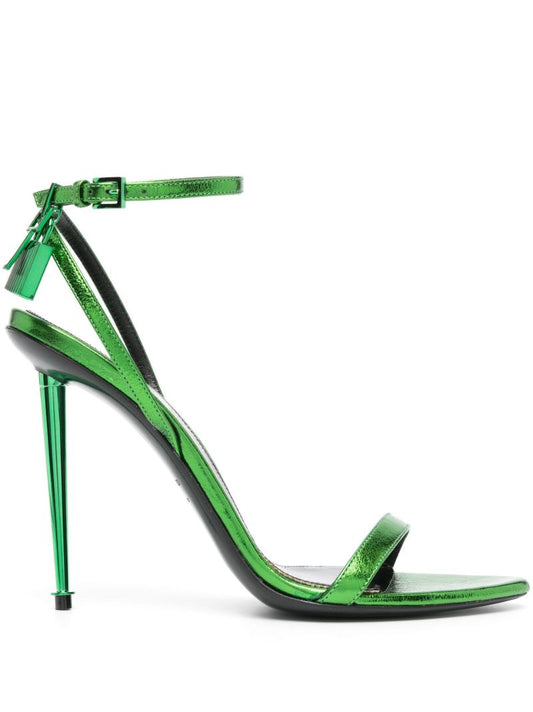 Green Padlock 120mm Metallic-leather Sandals