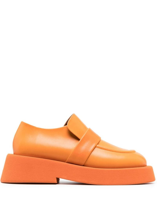 Orange Gommellone Square Toe Leather Loafers