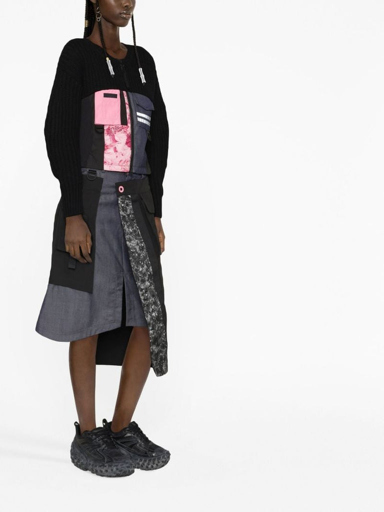 X Feng Chen Wang Black Bedford Midi Skirt