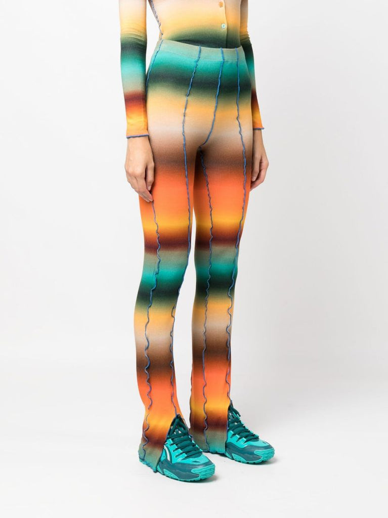 Orange Mult Gradient Stripe Flared Trousers