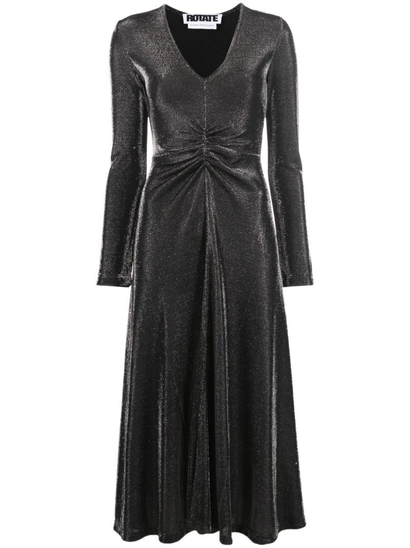Black Sierra Metallic Jersey Midi  Dress