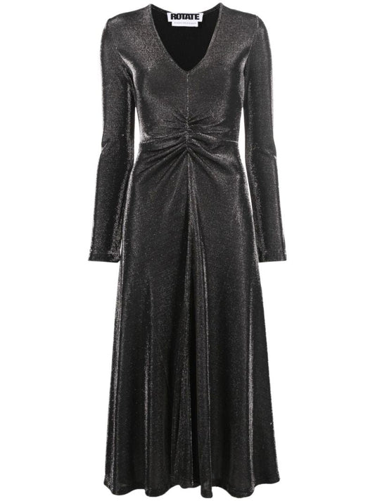 Black Sierra Metallic Jersey Midi  Dress