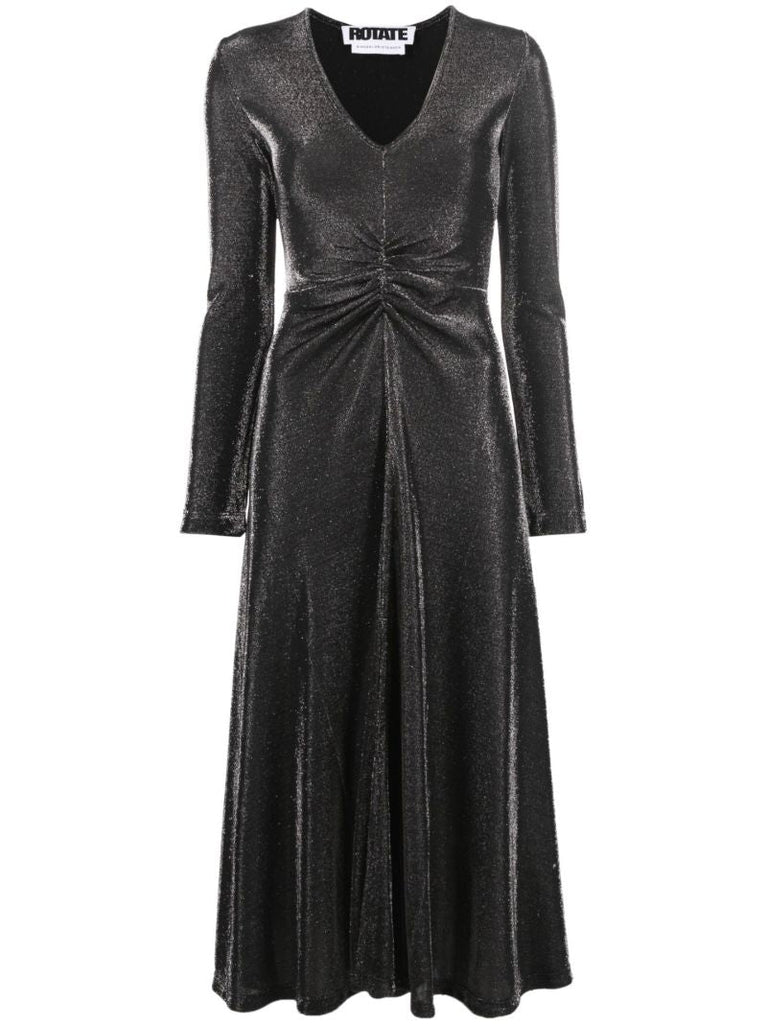 Black Sierra Metallic Jersey Midi  Dress