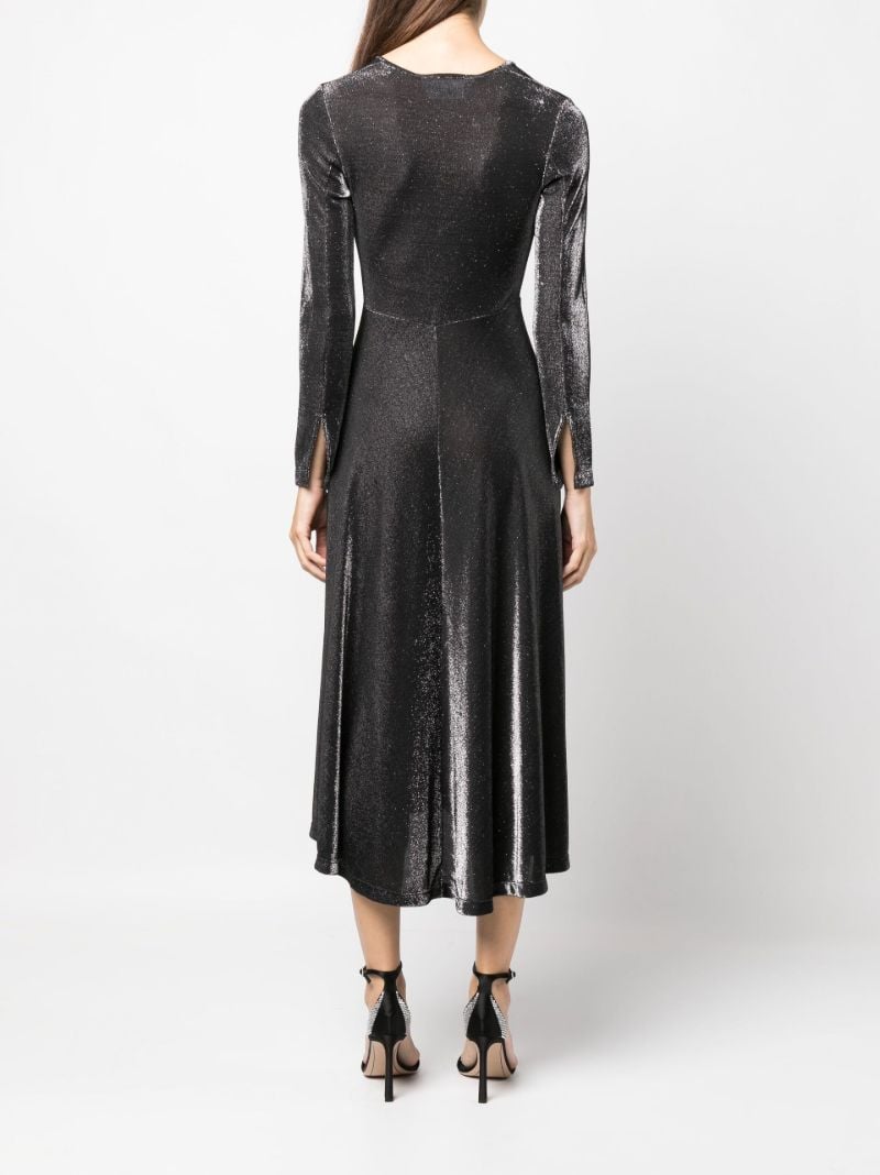 Black Sierra Metallic Jersey Midi  Dress