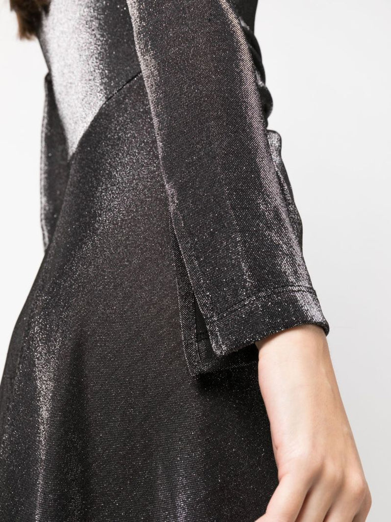 Black Sierra Metallic Jersey Midi  Dress