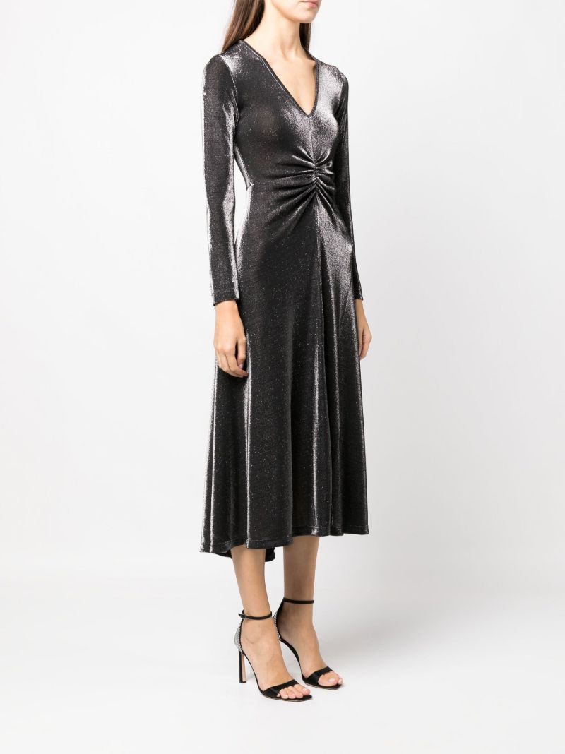 Black Sierra Metallic Jersey Midi  Dress