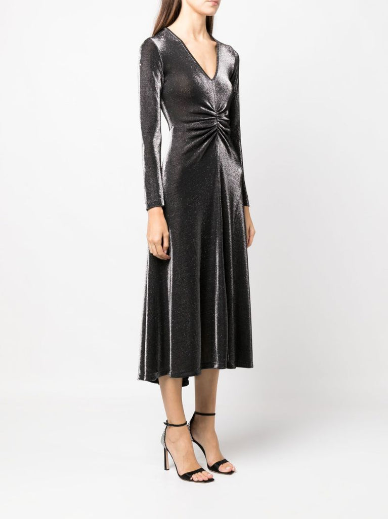 Black Sierra Metallic Jersey Midi  Dress