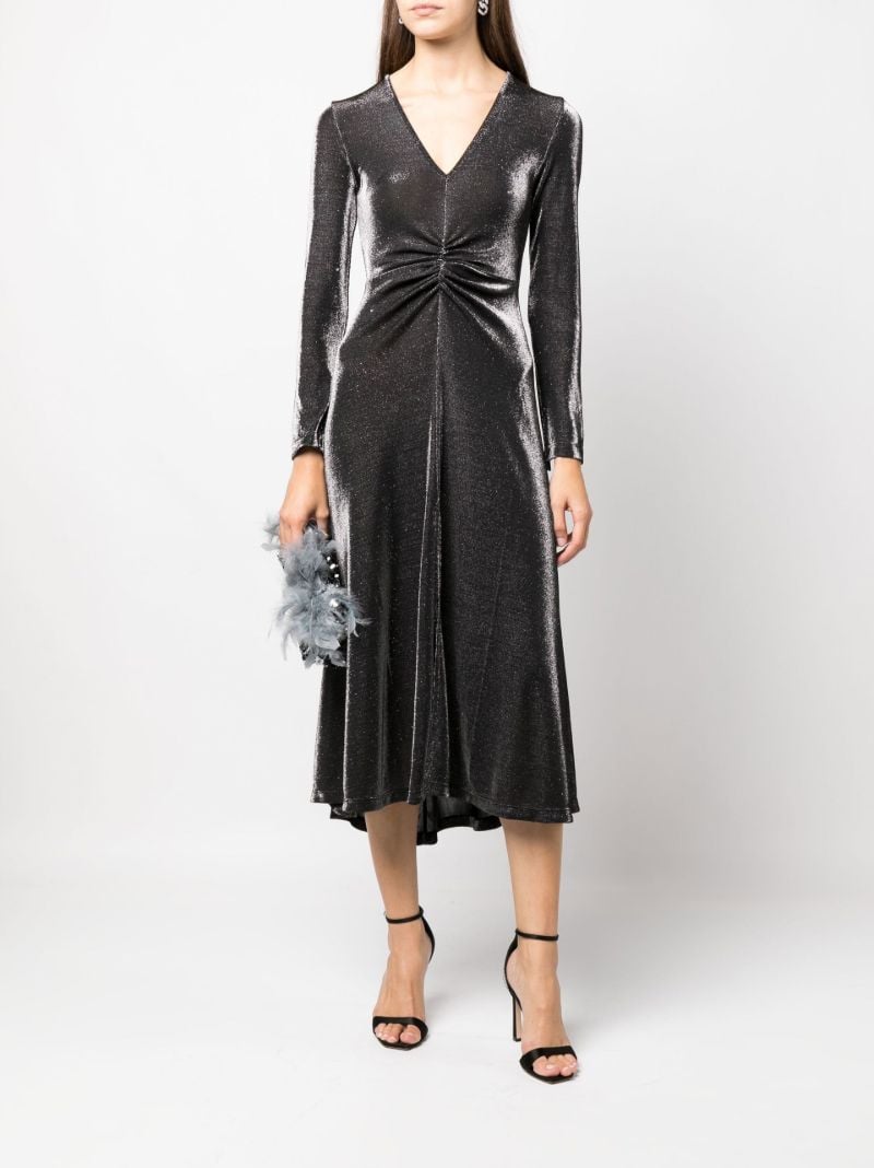 Black Sierra Metallic Jersey Midi  Dress