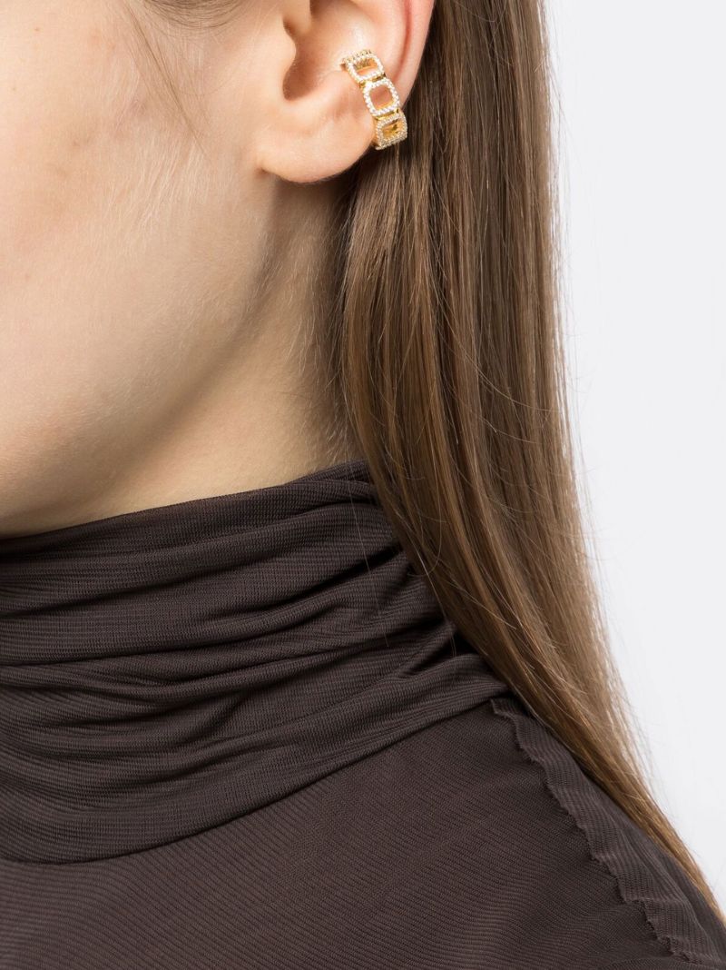 Gold-plated Cushion Open Crystal Single Ear Cuff