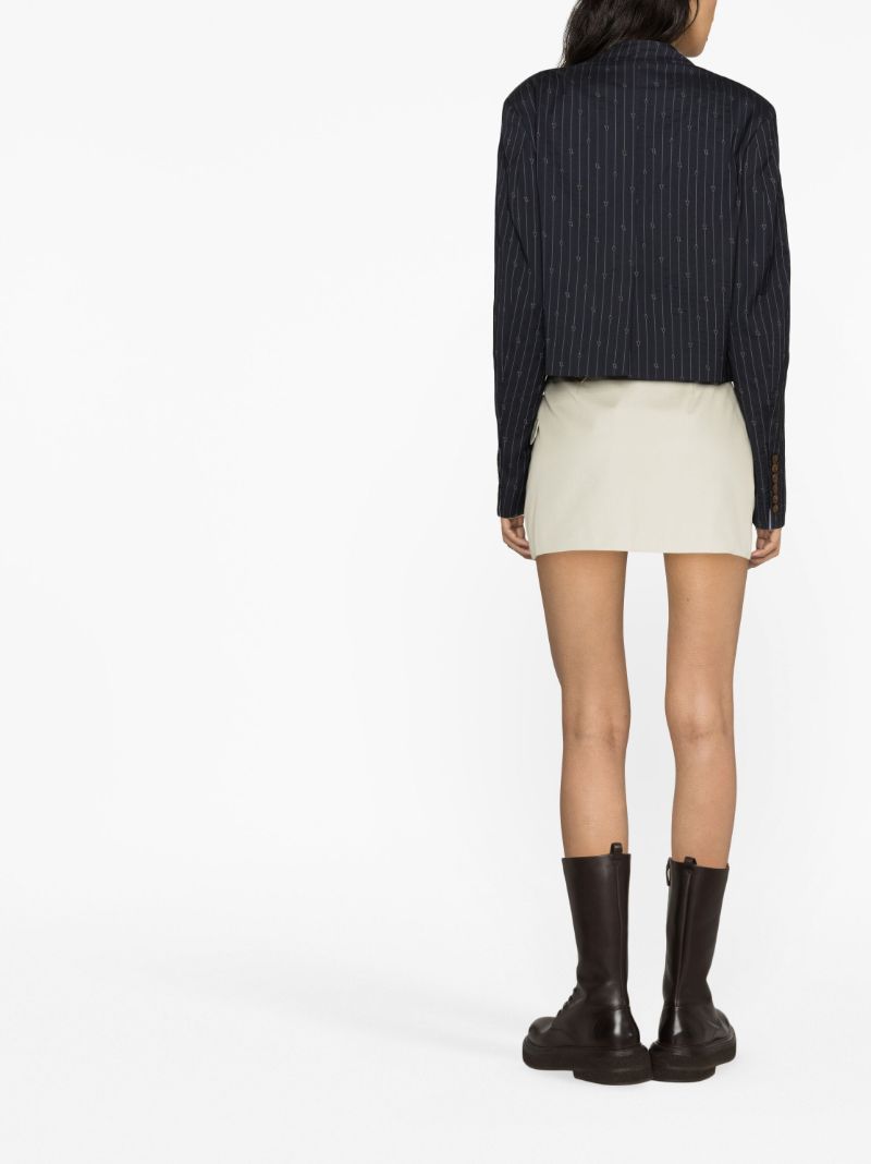 Blue Cropped Double-breasted Blazer
