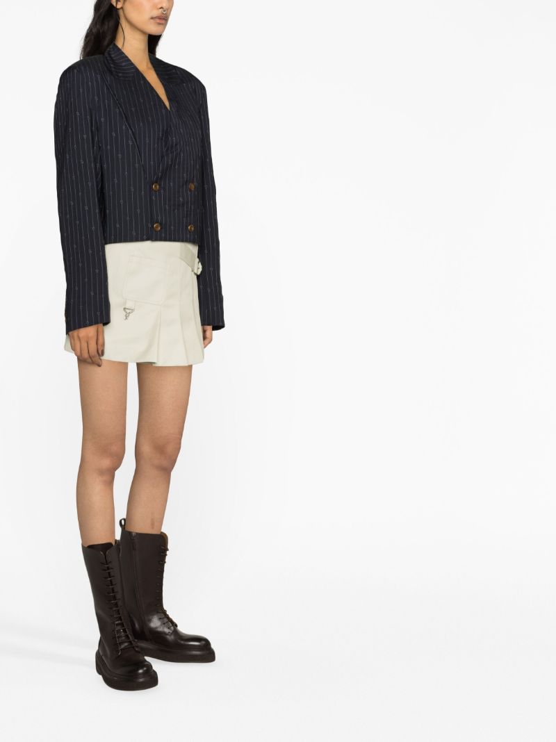 Blue Cropped Double-breasted Blazer