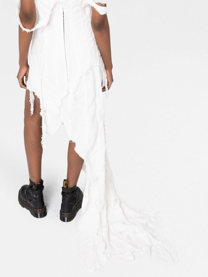 White Frayed Asymmetric Dress