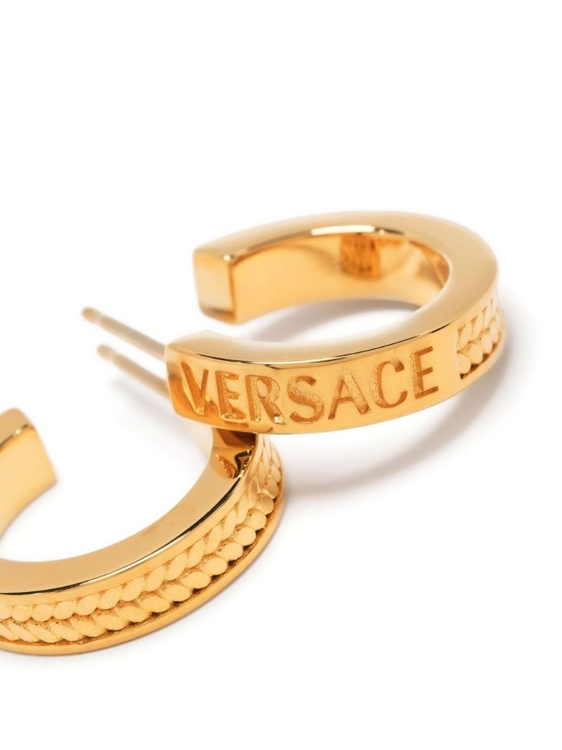 Gold-tone Logo-engraved Hoop Earrings