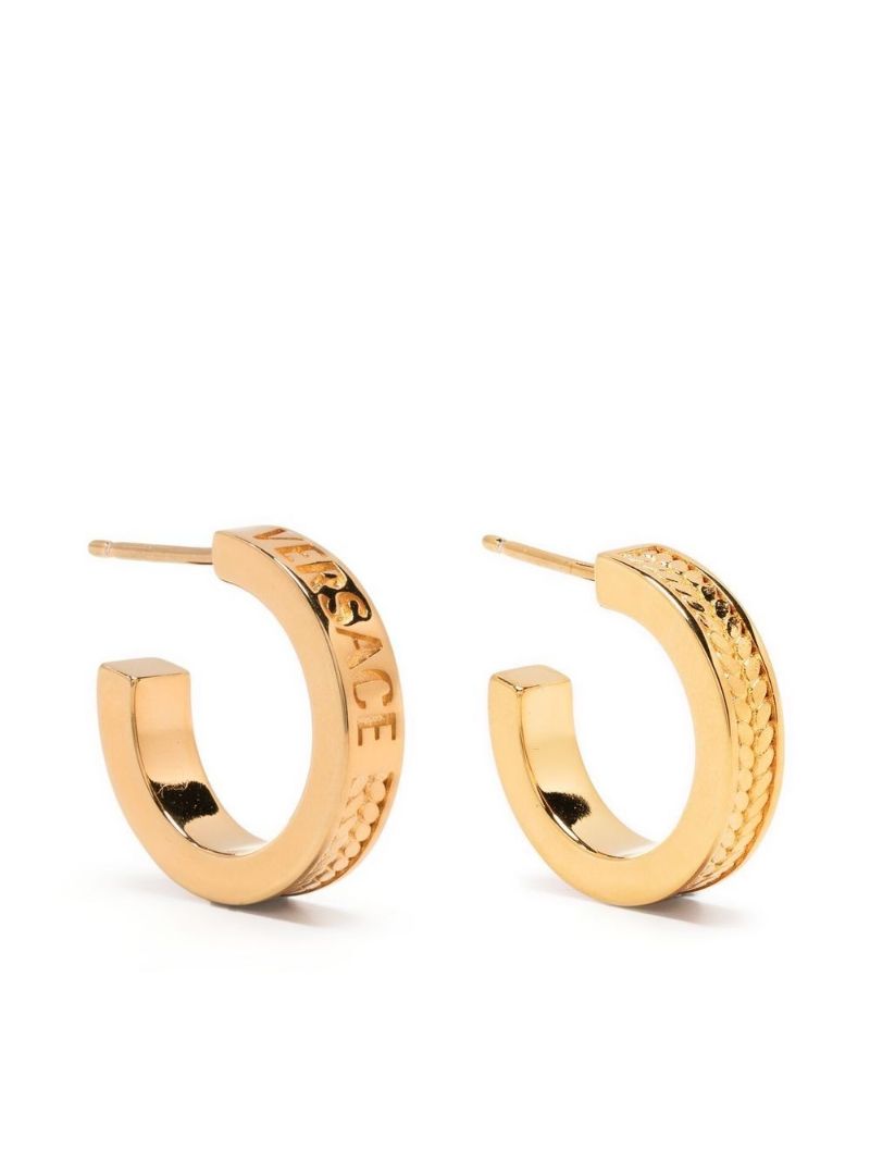 Gold-tone Logo-engraved Hoop Earrings