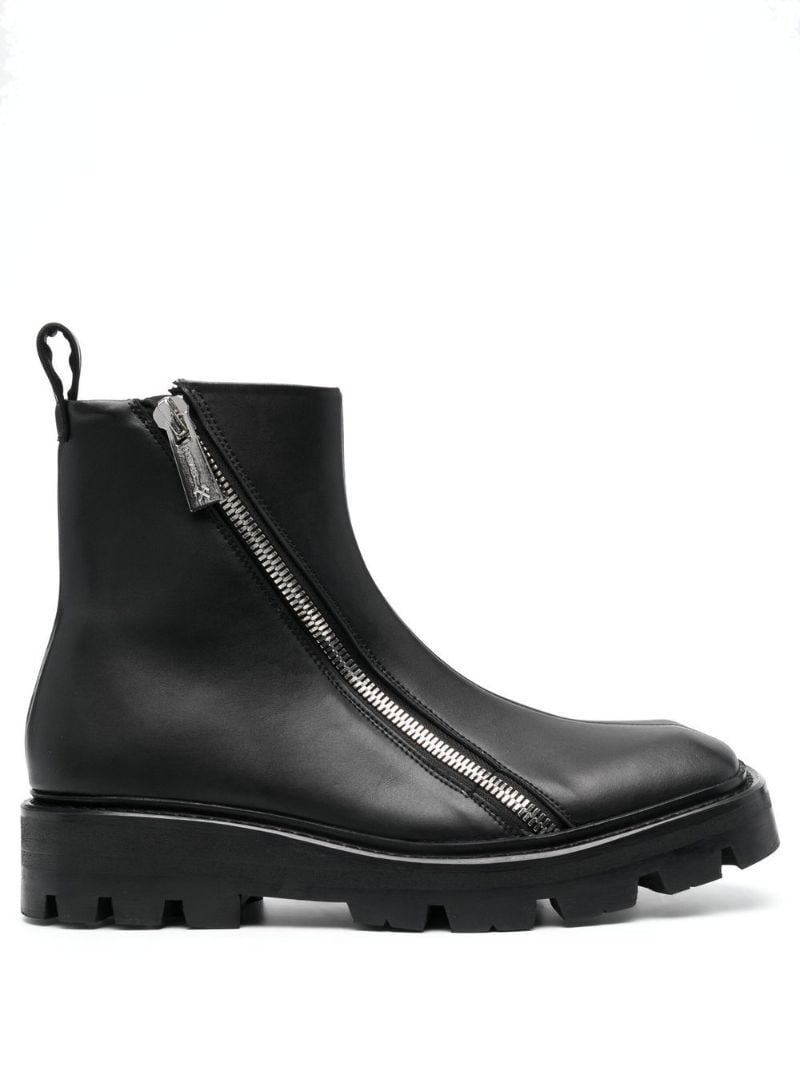 Black Double Zip Ankle Boots