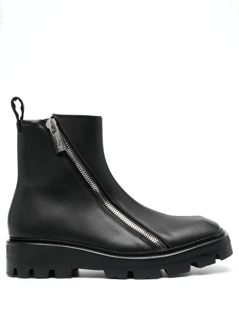 Black Double Zip Ankle Boots